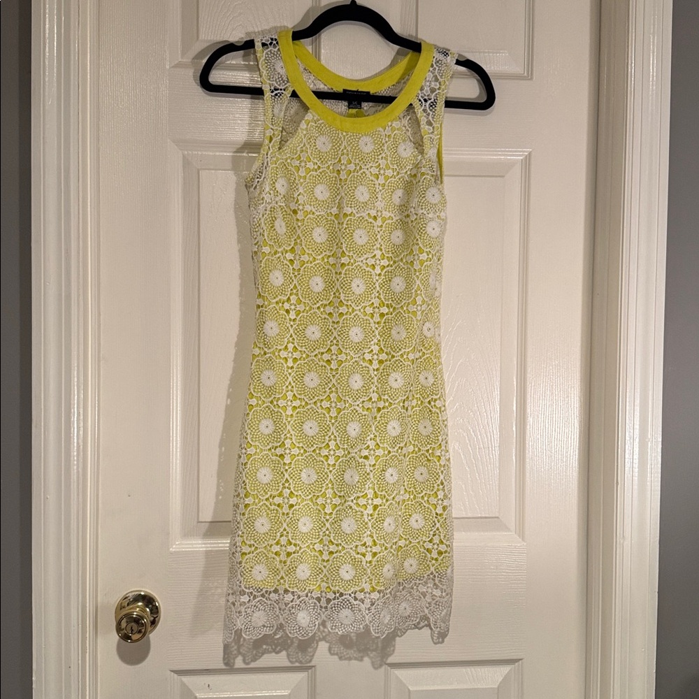 Yellow and White Lace Dress